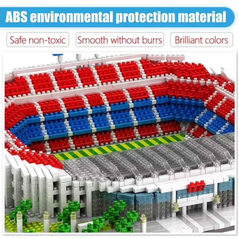 Barcelona Soccer Stadium Micro Blocks Modellbausatz – Mini-Steine, architektonisches Bauset für Kinder, Fußballplatz-Themen-Geschenk