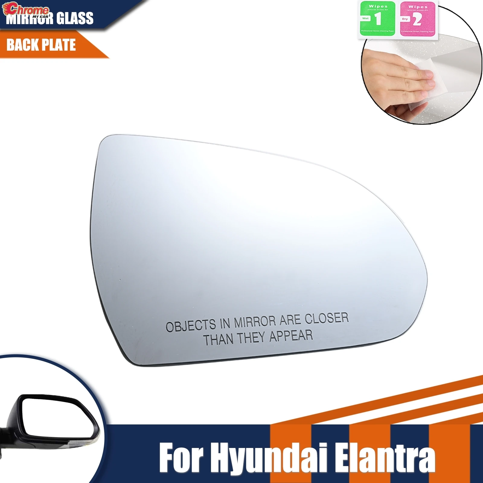 Right Wide Angle Mirror Rearview Mirror Lens For Hyundai Elantra 2017-2020 Assessory Heated Waterproof Anti Glare Large Vision