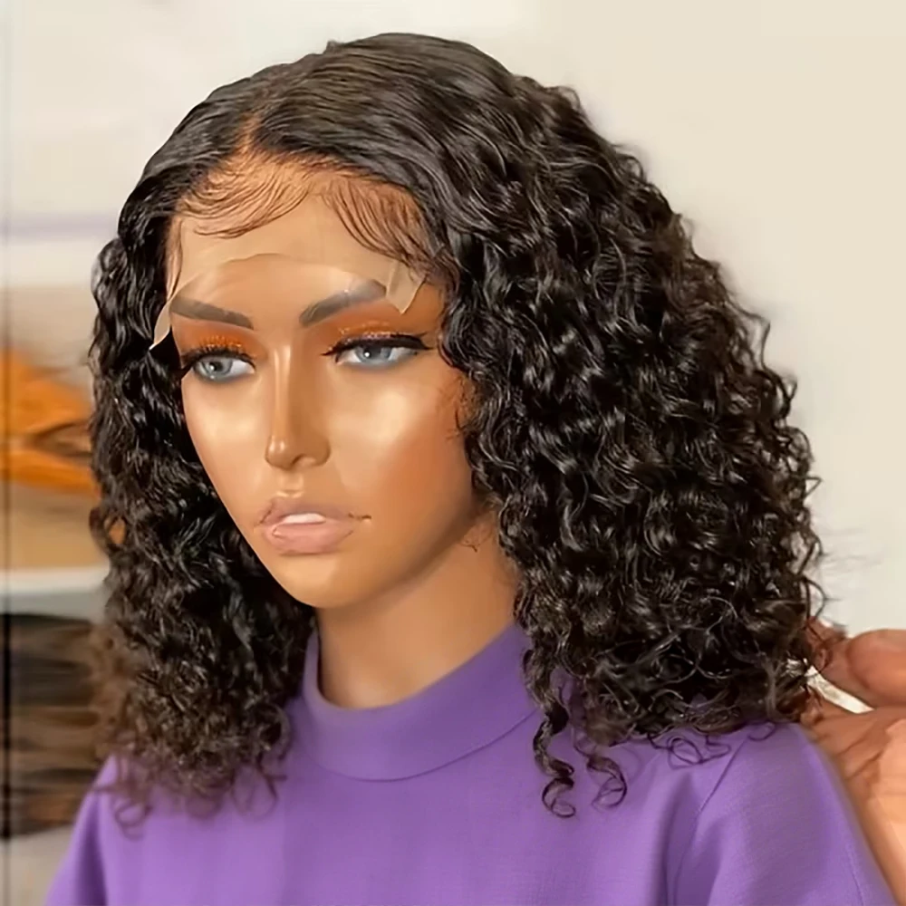 

Парик-каре 250% плотности, короткий, кудрявый, без клея, 13x4, безклеевой, с предварительно выщипанной линией роста волос, глубокая волна, парик с кружевной застежкой 7x5, бразильские волосы Реми, 16 дюймов