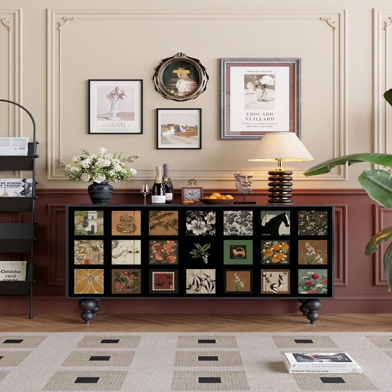 

Vintage solid wood entryway cabinet living room vintage sideboard storage cabinet