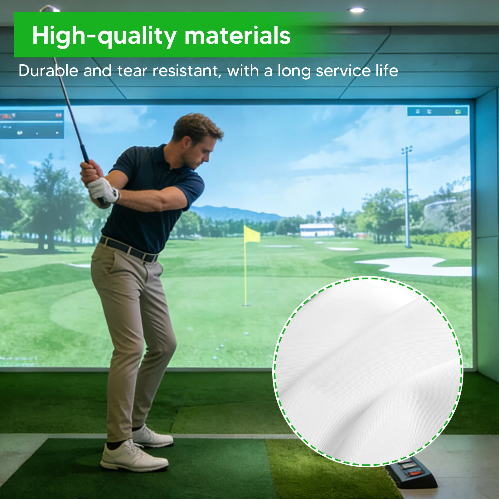 

Экран для гольф-симулятора 9.8x13 футов с люверсами для домашних/внутренних/гаражных тренировок по гольфу