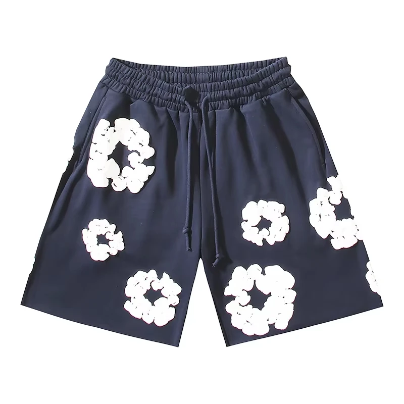 American Fashion Brand Cotton Foam Printed Shorts For Couples Unisex Loose Oversized Summer Women Casual Half Pants