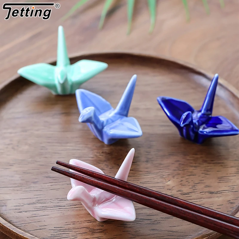 Ceramic Paper Crane Chopstick Rest Chopsticks Forks Spoon Holder Dinner Spoon Stand Home Decoration Ornament Housewarming Gift