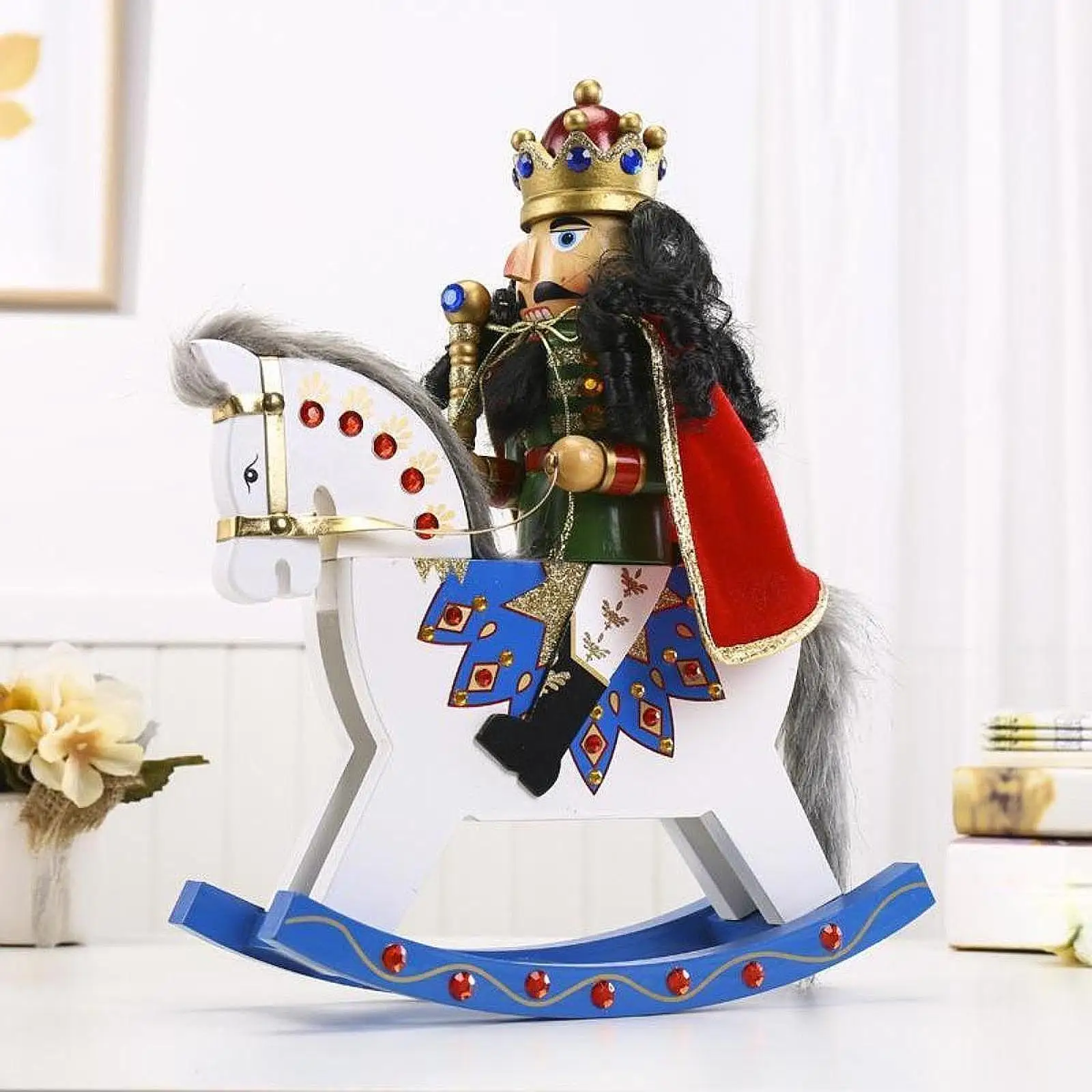 Nutcrackers Rocking Horse Gift 36cm Nutcracker for Centerpiece Home