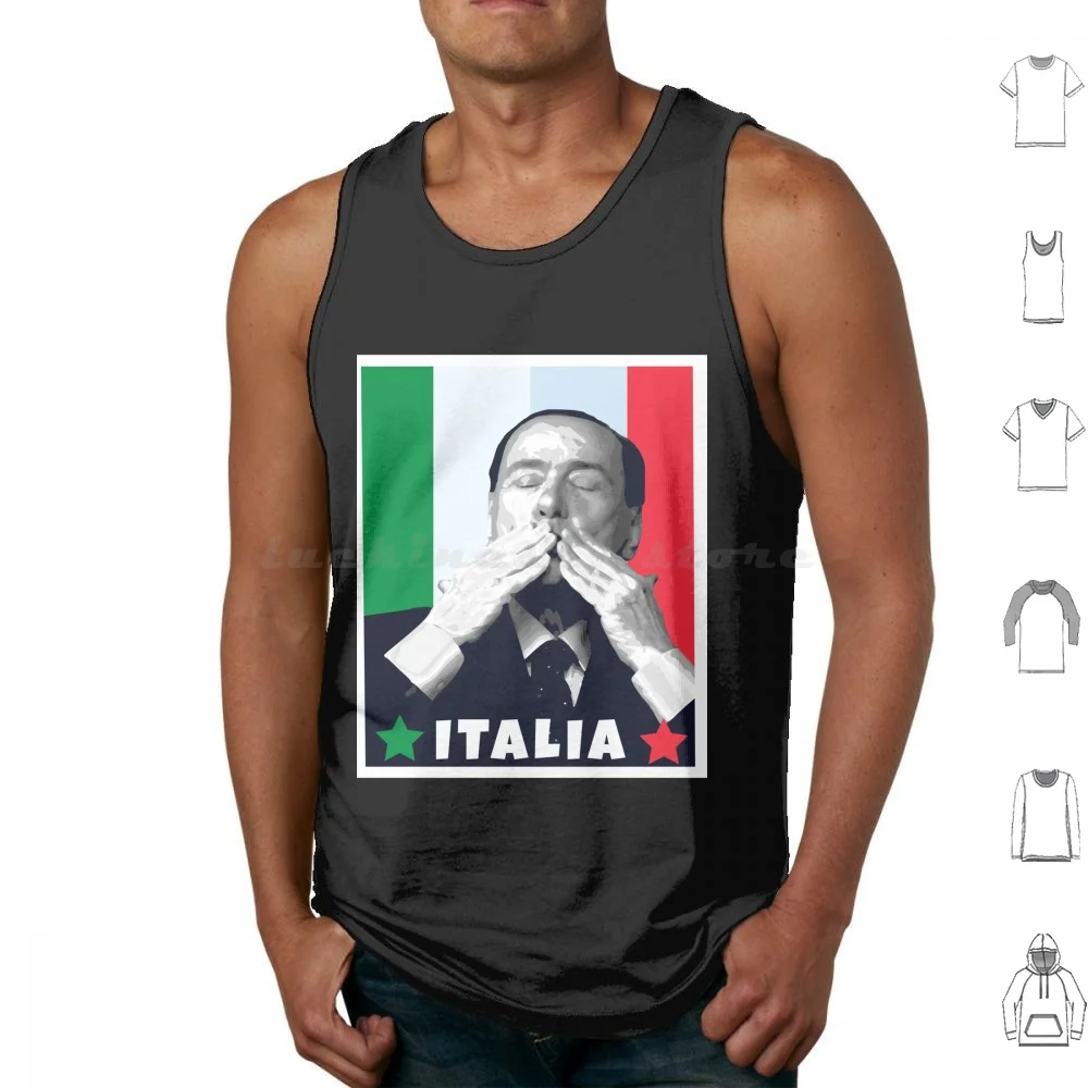Berlusconi Italia Político Italiano Silvio Berlusconi Camisetas sin mangas Estampado Algodón Berlusconi Silvio Berlusconi Italia Italia