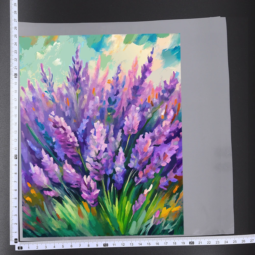 25CM Vibrant Abstract Oil Painting Flower Iron-on Thermal Stickers DIY A-Level Washable Shirt Heat Transfer Patches For Clothes