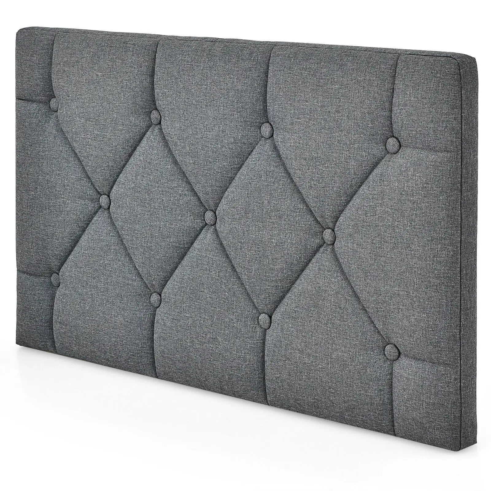 Costway Twin Wall-mounted Headboard Linen Fabric Upholstered Padded Easy Assembly Grey