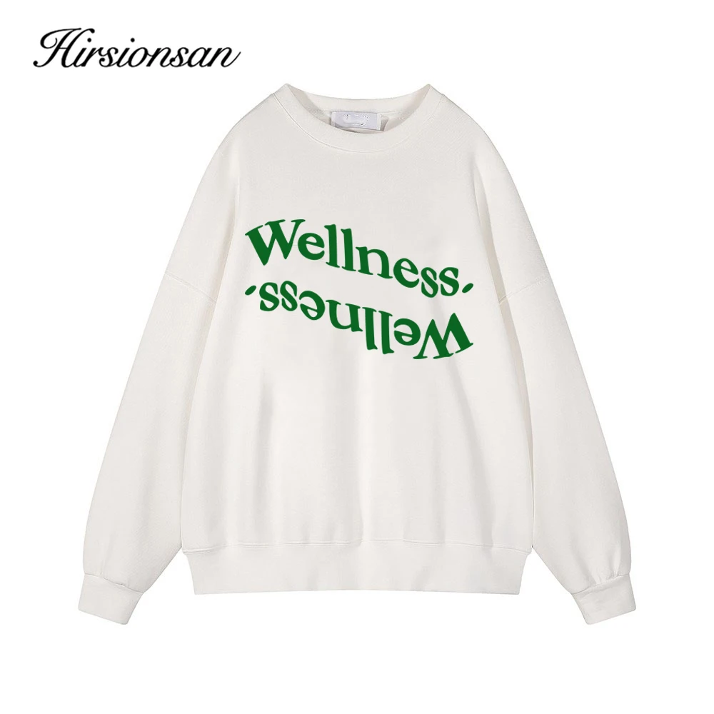 Hirsionsan 2024 New Spring Autumn Casual Wellness Letter Print Sweatshirt Women Soft O Neck Ladies Vintage Pullovers Casual Tops