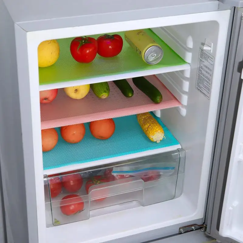 4PCS 29*45cm Refrigerator Liner Waterproof Washable Heat Insulated Anti Oil Kitchen Pad For Cabinet Drawer And Fridge Mat