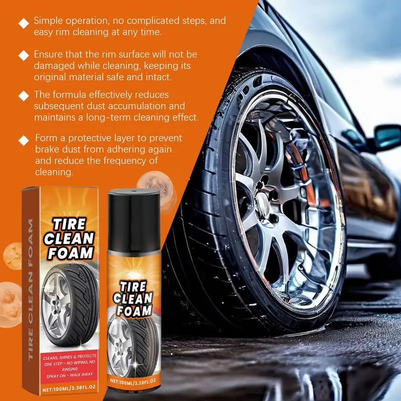 

Car Detailing Wheels Cleaner 100ml Auto Tire Dirt Remover Spray Auto Tire Oil Mud Cleaning Agent Car Refurbishing Agent For