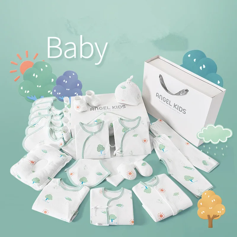 21/24pieces/lot Newborn Baby Clothes Sets For Baby Girls 100% Cotton Infant Spring Autumn Clothes Outfits Baby Rompers Hat Bibs