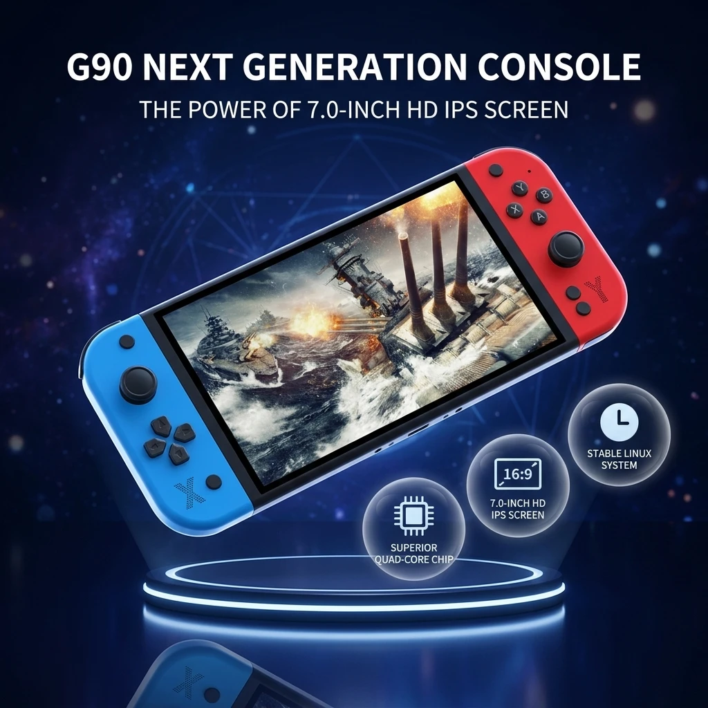 

Портативная игровая консоль G90 в ретро-стиле предлагает длительное время автономной работы и легкий, портативный дизайн, а также возможность подключения к телевизору.