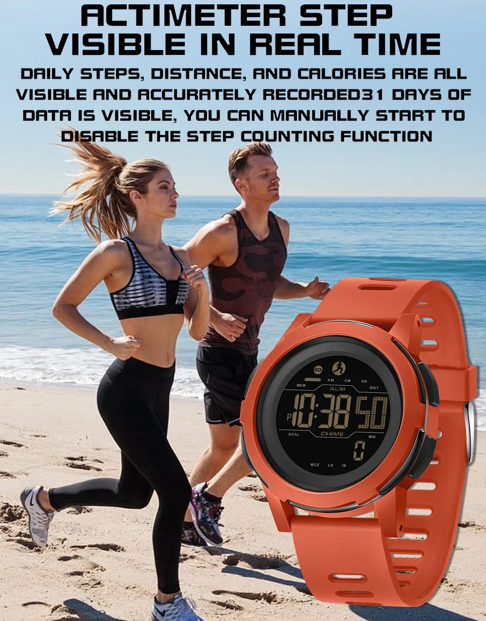 2024 Sanda top-level Hot pedometer waterproof multifunctional mountaineering military style shock-absorbing smart watch