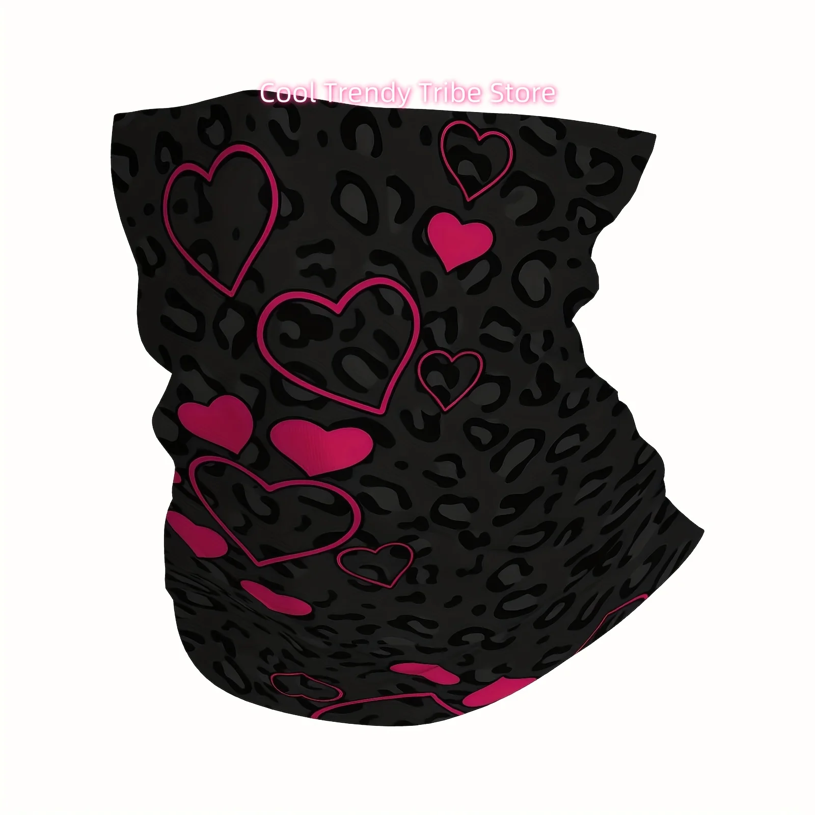 Animal Pattern, Hearts, Black Background Fun Design Multi Functional Print Scarf Men Women Unsix Mask Neck Mask Holiday Events G