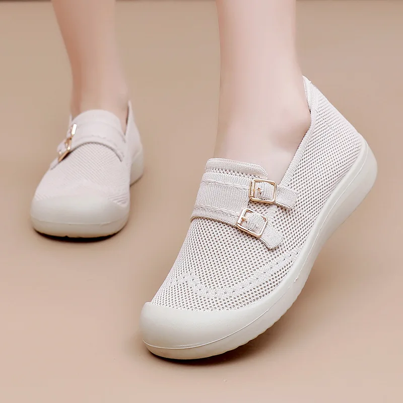 

Fashion All Match Casual Shoes Breathable Mesh Knit Shoes Spring Summer 2026 Comfortable Loafers Women's Flats for Walking Daily