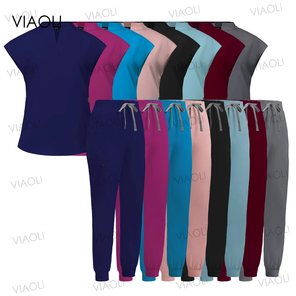 

Elegant Beauty Technician Uniforms Medical Operating Room Uniforms Nurse Scrubs Set Doctor Dental Surgery Suit Clinical Workwear