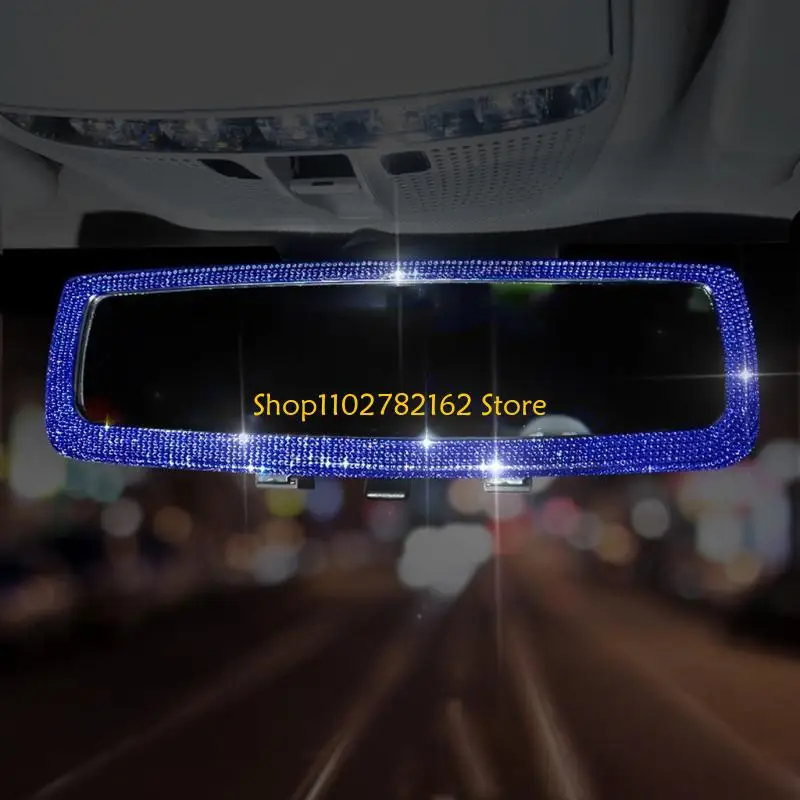 547B مرآة الرؤية الخلفية للسيارة مع أحجار الراين الكريستالية وإكسسوارات السيارات الداخلية #1