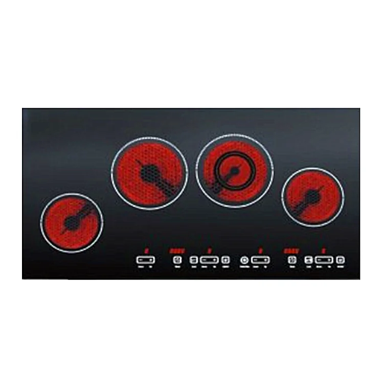 Built-in Four-Burner Infrared Ceramic Cooker with Touch Control and Black Crystal Panel