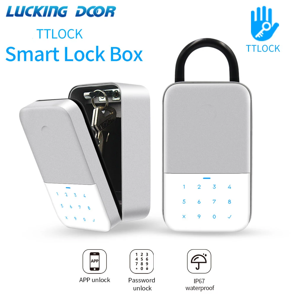 Outdoor Smart password Key Box Storage Secret Key Lock Fusebox Bluetooth TTlock App Unlock Wifi Gateway Safety Box Padlock