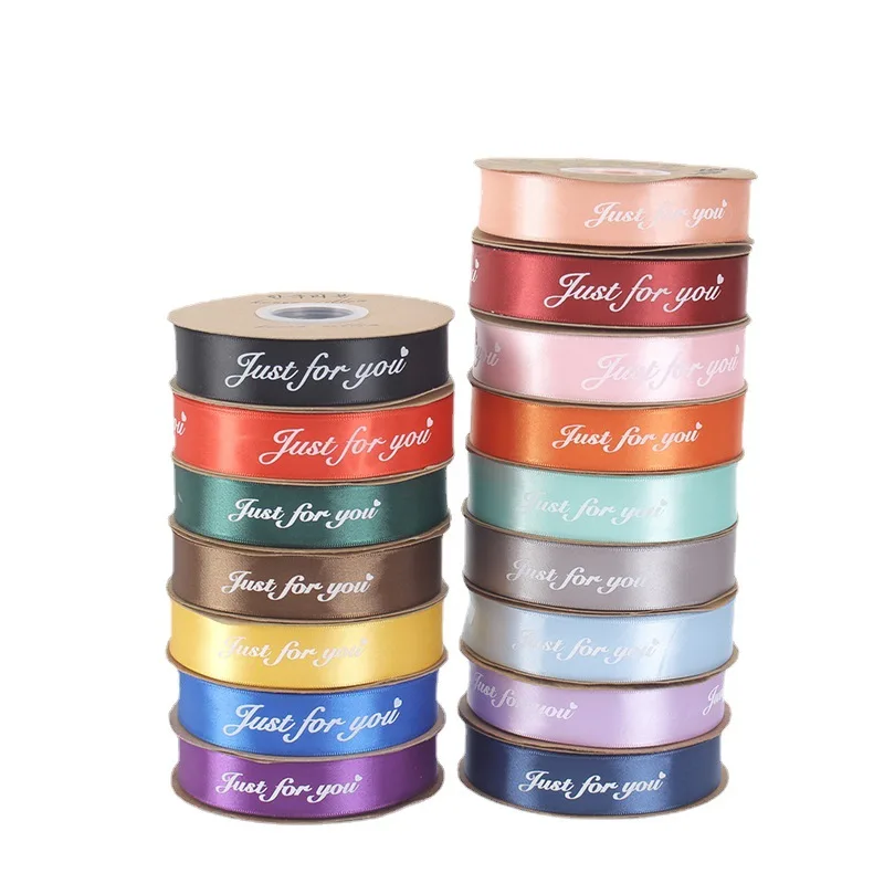 

Packing Ribbons Satin 50 Yards Printing Just for You Fabric Craft Ribbon for Wedding Birthday Valentine's Gift Box Bow Wrap Deco