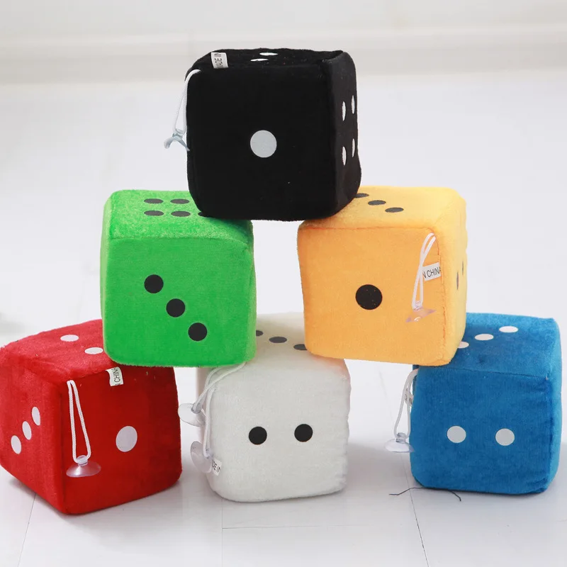 10 CM Plush Dice Stuffed Toy Sucker Pendant Accessorie Creative Automobiles Rear View Mirror Charms Hanging Ornament Gifts