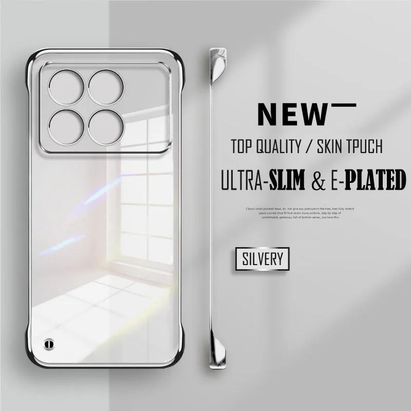 Transparente E-beschichtete dünne rahmenlose Handyhülle für Xiaomi Poco F7 F8 Ultra X7 X6 F6 F5 M8 Pro mit vollständigem Linsenschutz und Rückabdeckung.