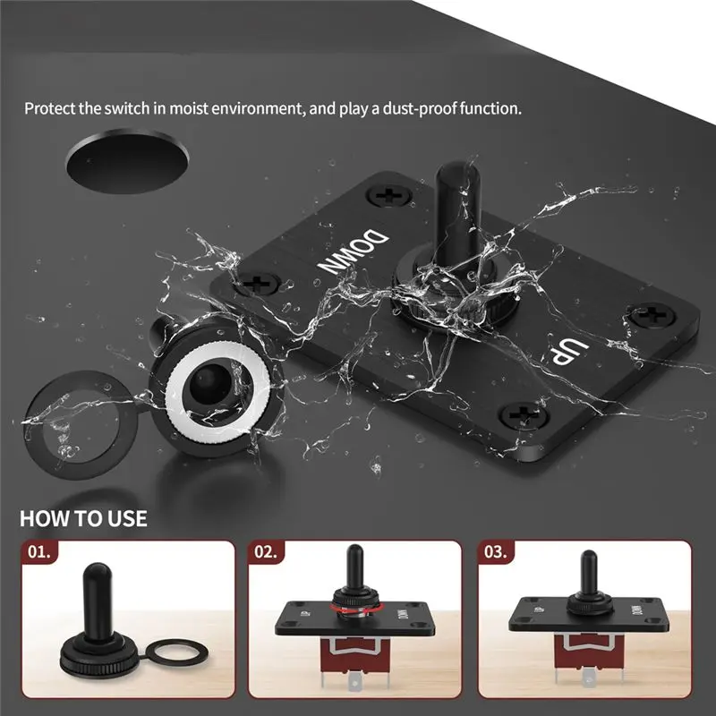 Momentary 30A Toggle Switch Waterproof 12V (ON)/Off/(ON) 3 Pin SPDT With UP/Down Mounting Plate For RV Motor Control-A54R