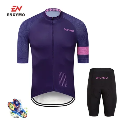 

2022 ENCYMO Cycling Jersey Clothes Bib Shorts Set Gel Pad Mountain Cycling Clothing Suits Outdoor Mtb Bike Wear