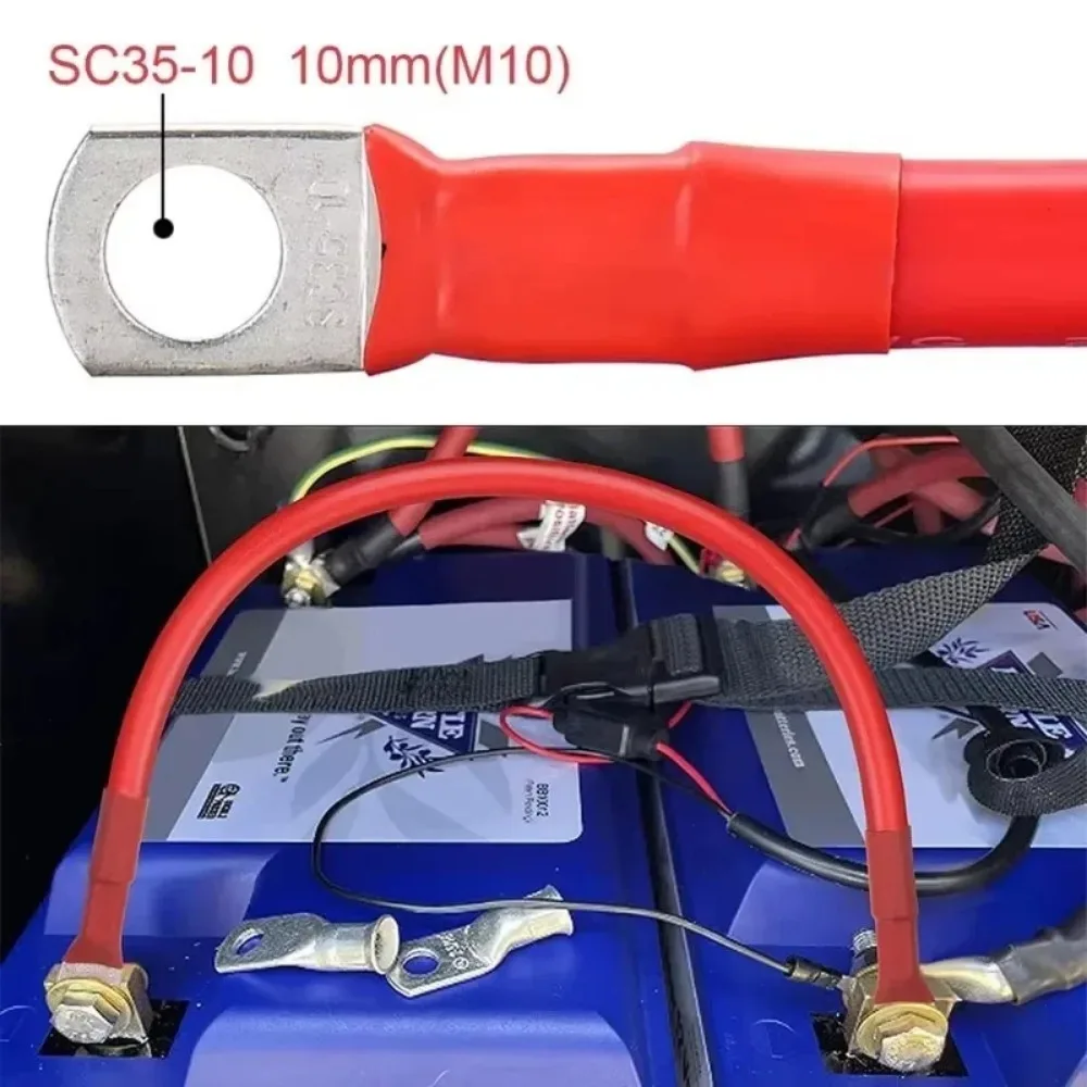 1Pcs Battery Inverter Cable Set with Terminals Stranded Copper Cord Solar Power Connection Wire with Lugs 2/4AWG 30/50CMPreemi view 3