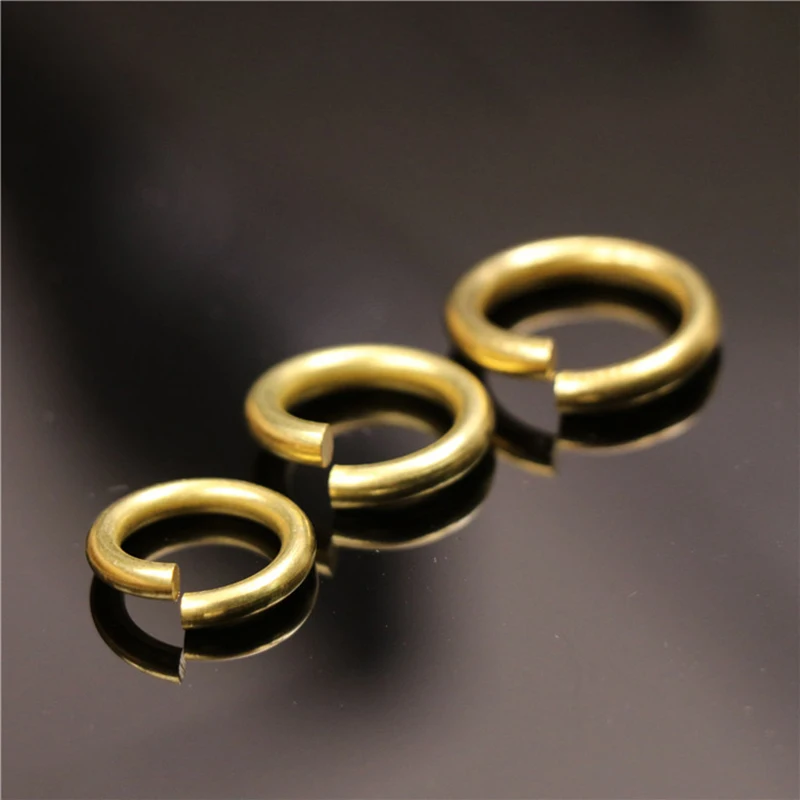 

50pcs Solid brass Open O ring seam Round jump rings Garments shoes Leather craft bag Jewelry findings repair connectors