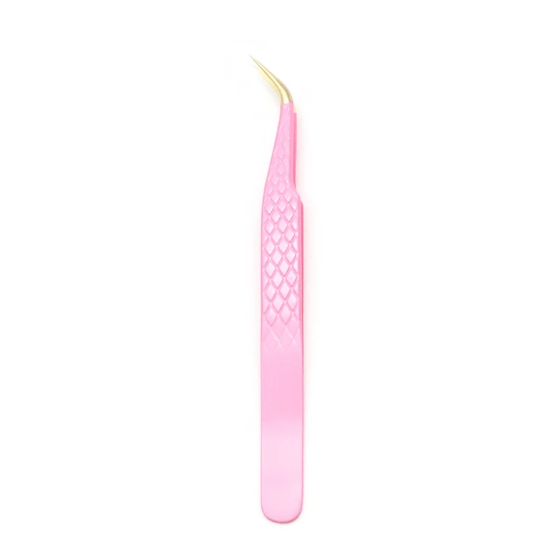 YGirlash Custom Pink Precision Anti-static Stainless Steel Eyelashes Tweezers Professional Tweezers Extension Lashes tweezers