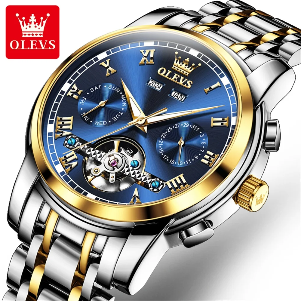 OLEVS-Reloj de pulsera para hombre, accesorio de pulsera resistente al agua, con enlace VIP, envío directo, 6607