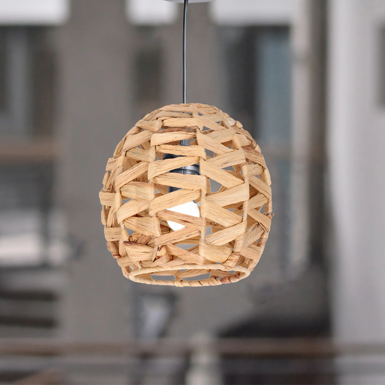 

Grass Woven Lampshade Rustic Style Hanging Lamp Shade Cover for Bedroom Living Room Office Ceiling Light Lamp Cover