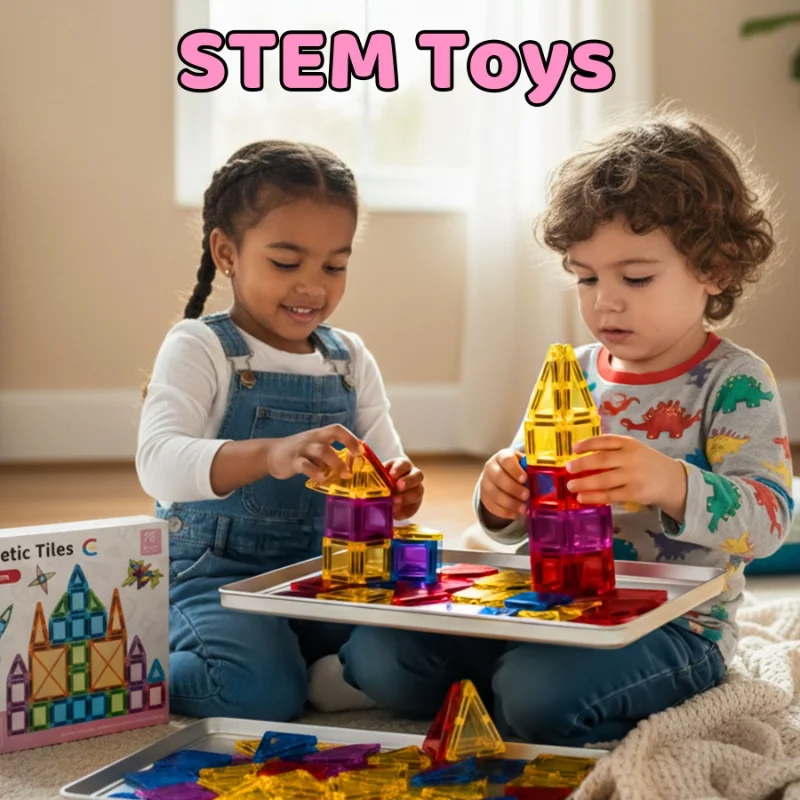 Ensemble de Mini carreaux magnétiques de voyage, 78 pièces, avec boîte en fer, blocs de construction portables, essentiels de voyage, jouets STEM créatifs, cadeaux pour enfants