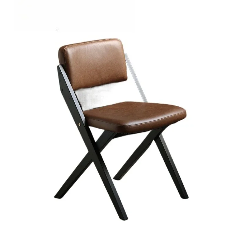 

Nordic imported medieval retro expression solid wood oil wax leather oak BOK frame backrest office dining chair