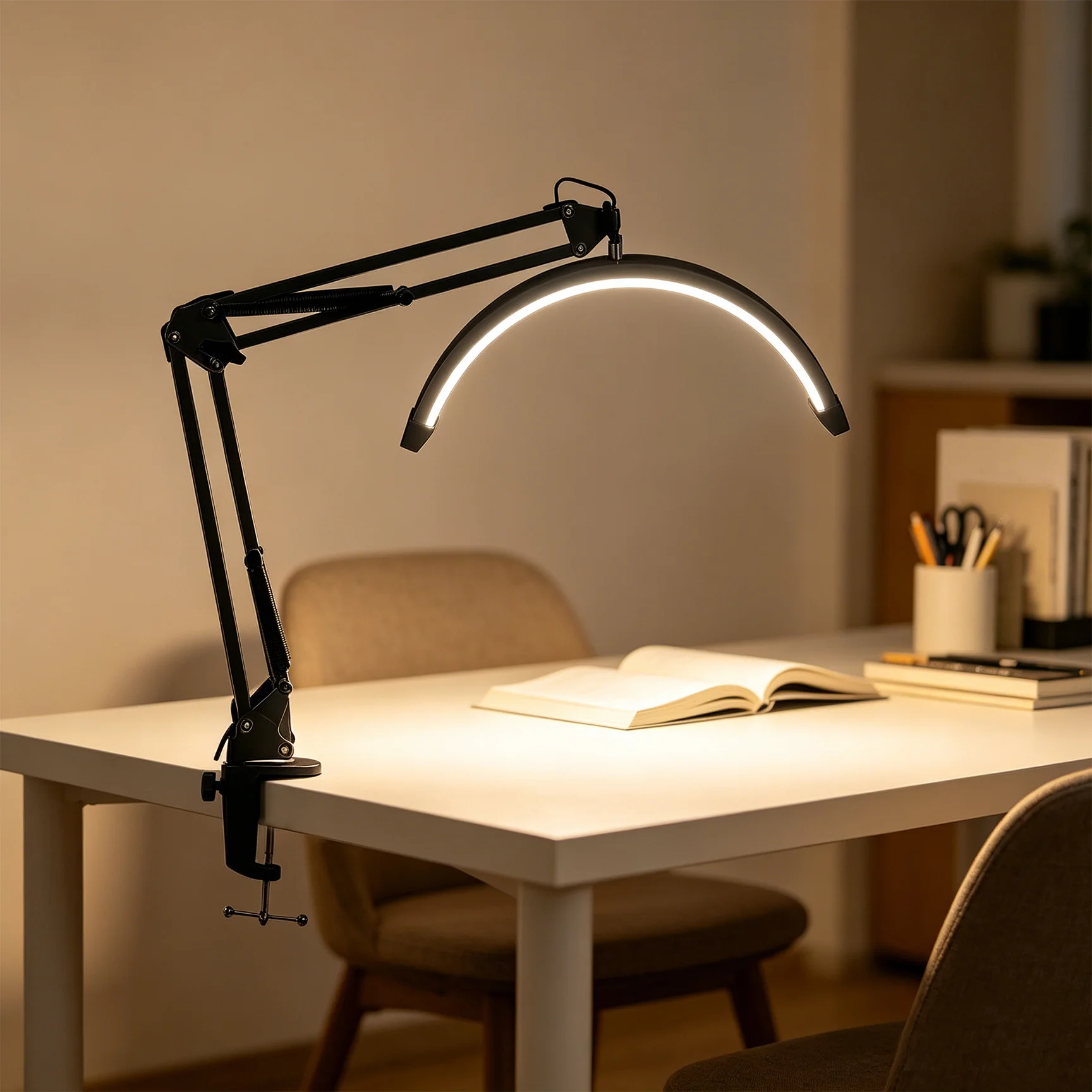 16in U-shaped Half-Moon Beauty Lamp LED Eye-Protective Lamp for Beauty Nail Art Eyelash Extensions Embroidery Eyebrow Procedures - view 2