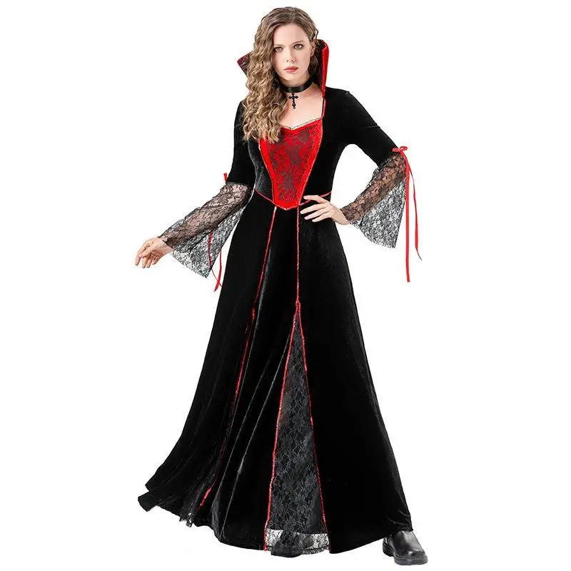 2025 loween Witch Devil Costume Adult Cos Stage Performance Medieval Dr Outfit PU Material KTV Costume Fall Collection