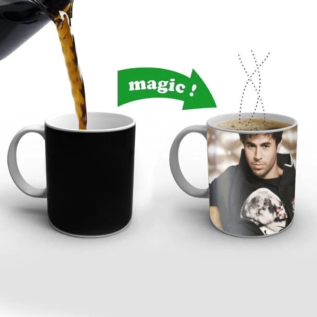 

Enrique-Iglesias-Free shipping Mug Changing Color Ceramic Coffee Mugs Magic Tea Cup Best Gift