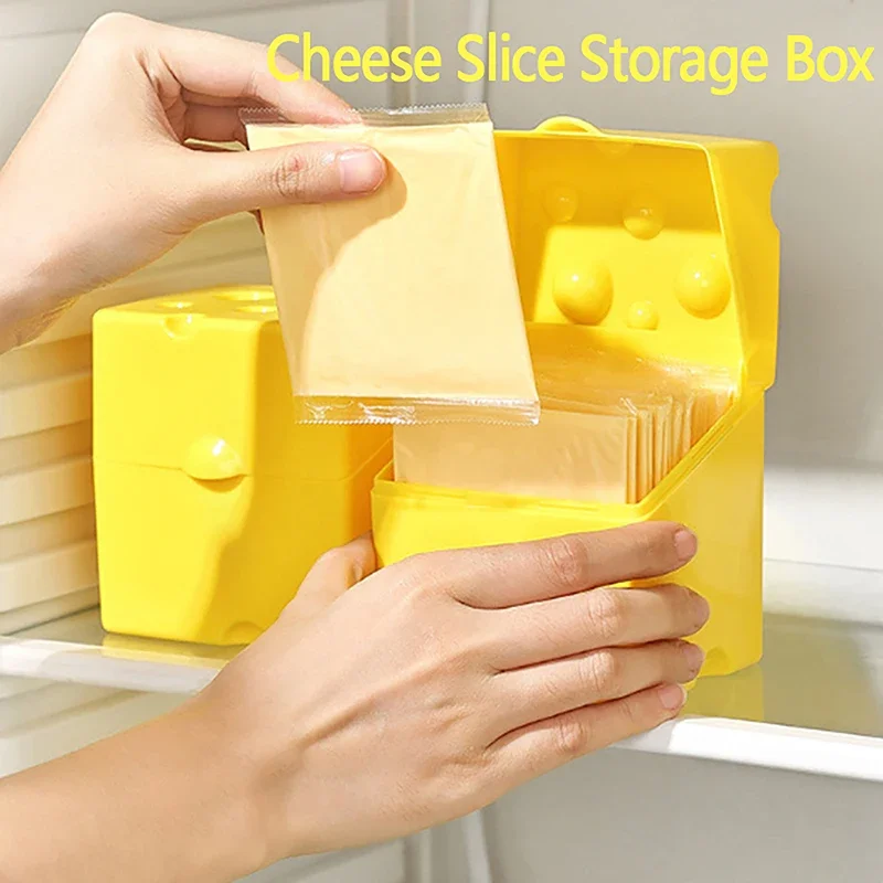 Cheese Storage Container Kitchen Accessories Plastic Cheese Shaped Refrigerator Slice Cheese Storage Box Kitchen Gadgets Butter