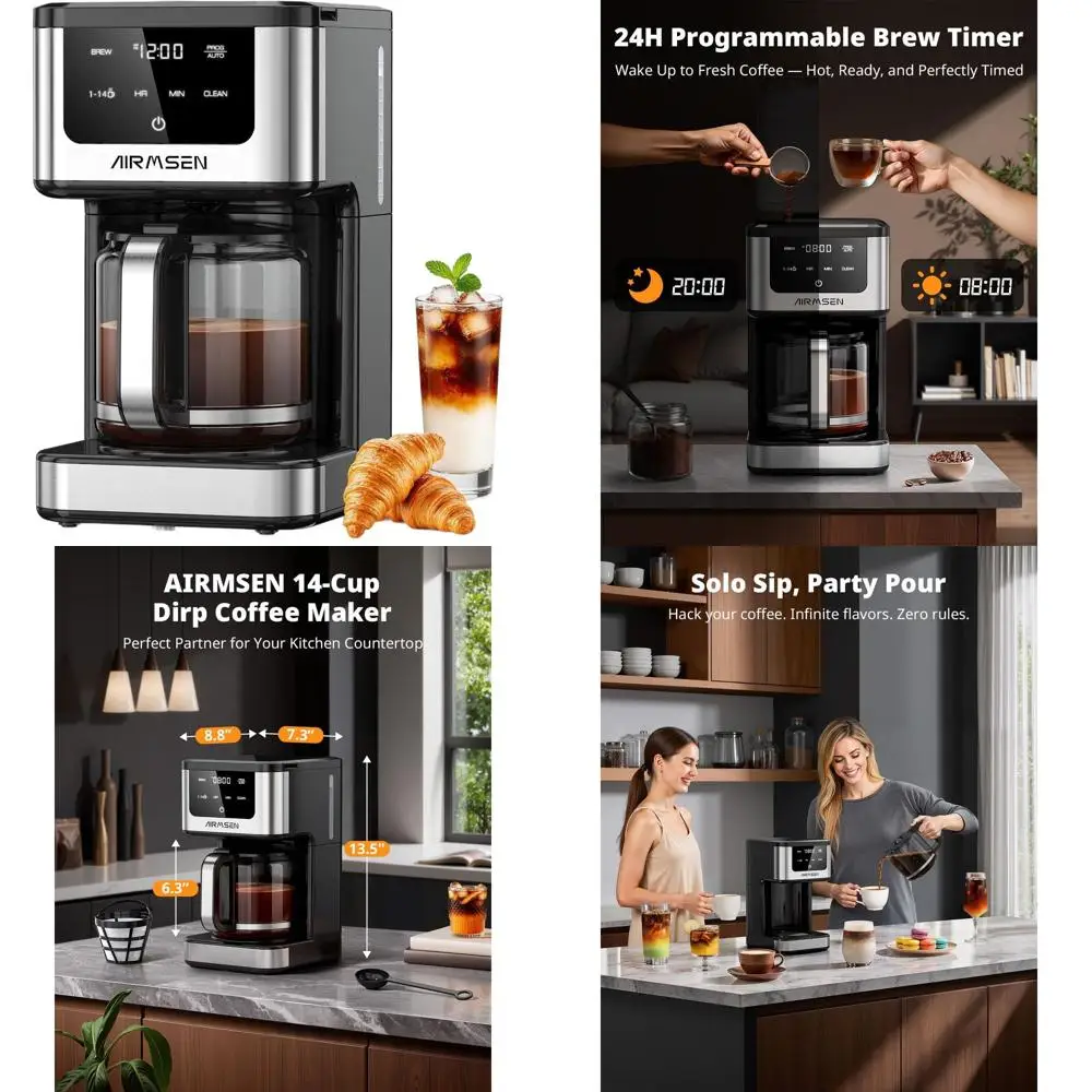 

Programmable Drip Coffee Maker 1000W Fast Brewing Machine with Timer, Delay Start, 2H Keep-Warm, 73oz Tank, Touchscreen Carafe -