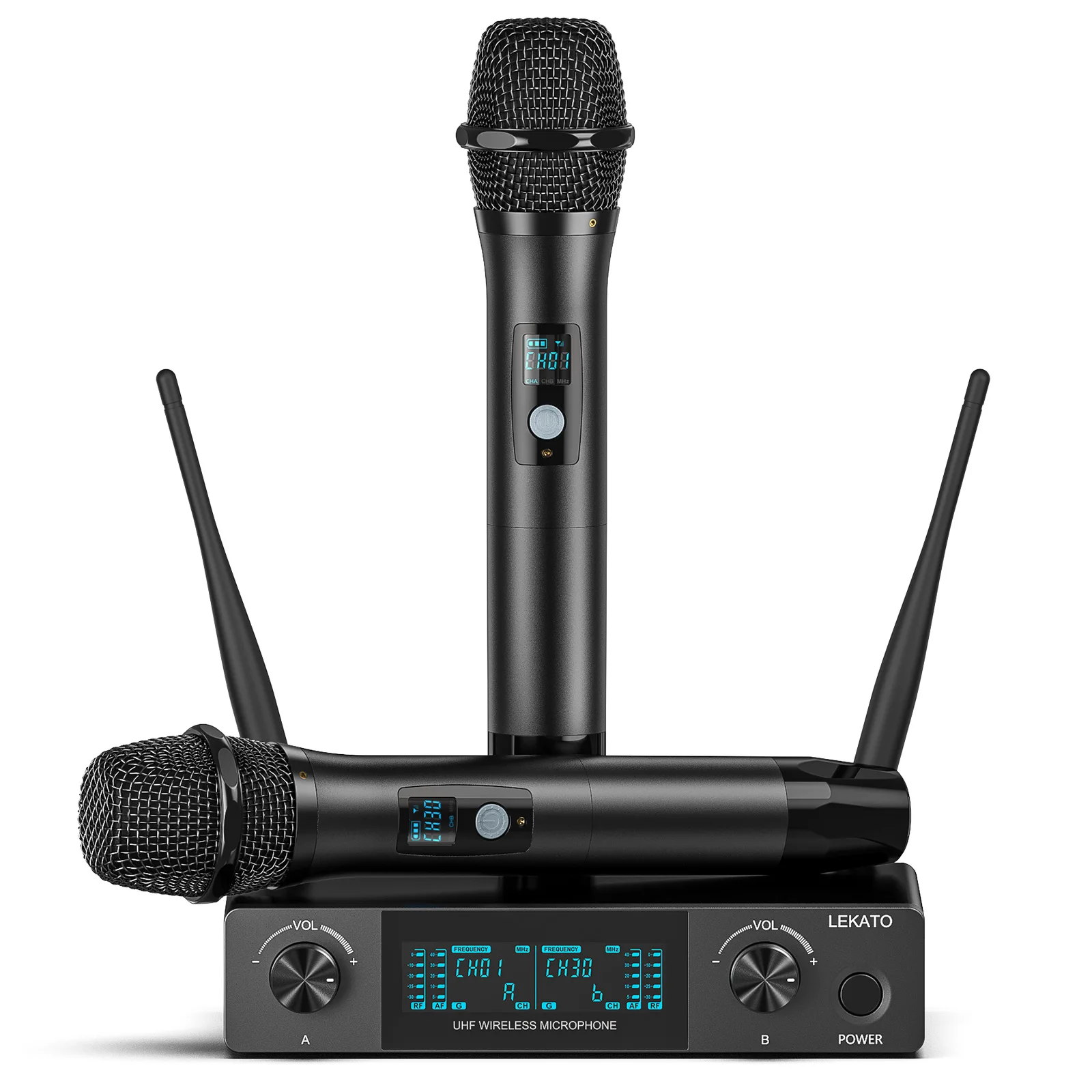 

Lekato Uhf Wireless Microphone Set - Professional Dual Metal Mics for Karaoke, 200Ft Range, Plug & Play