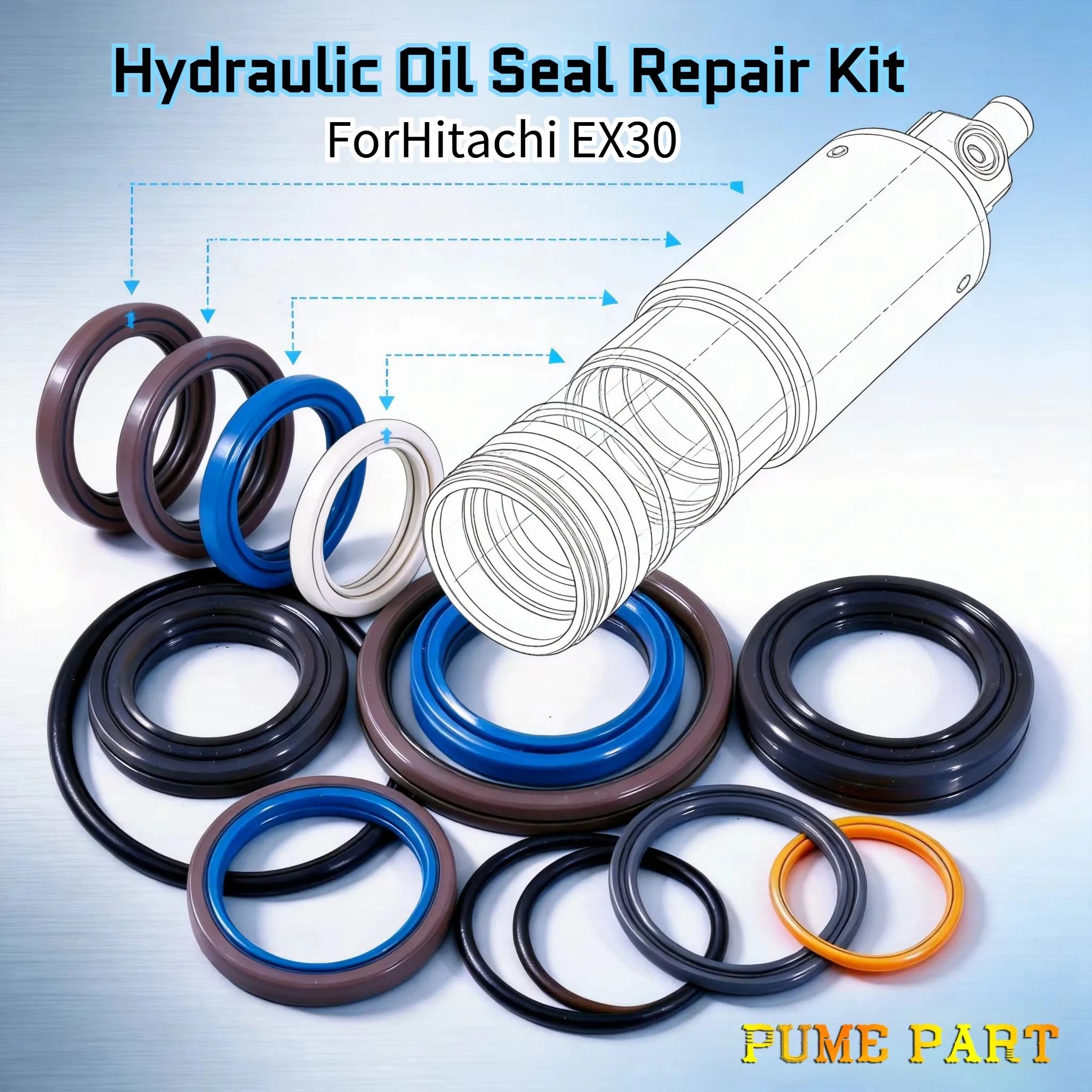 ForHitachi EX30 Repair Seals Kit Ring Repair Maintenance Overhaul Compatible Spare Model Fix Best Service MOTOR Piston Rod NOK