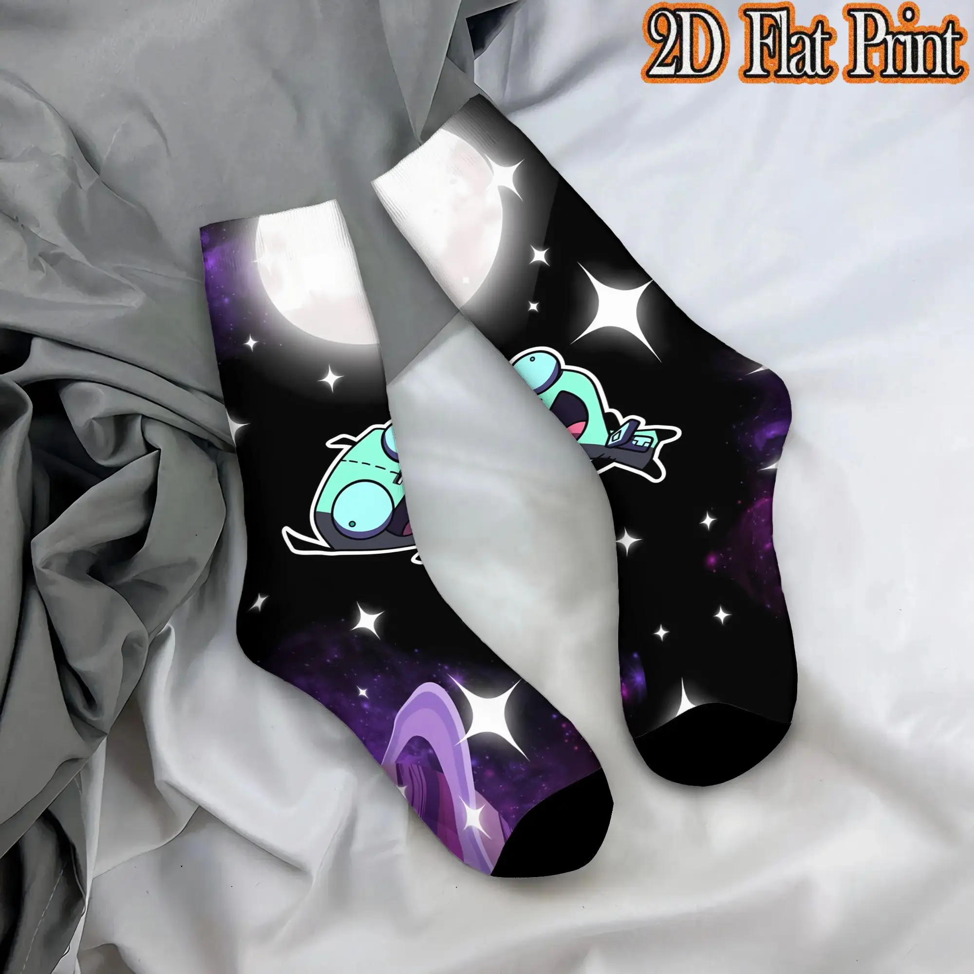 Invader Zim Anime Vintage  Street Style Novelty Seamless Mid Tube Winter Sock Sports Socks
