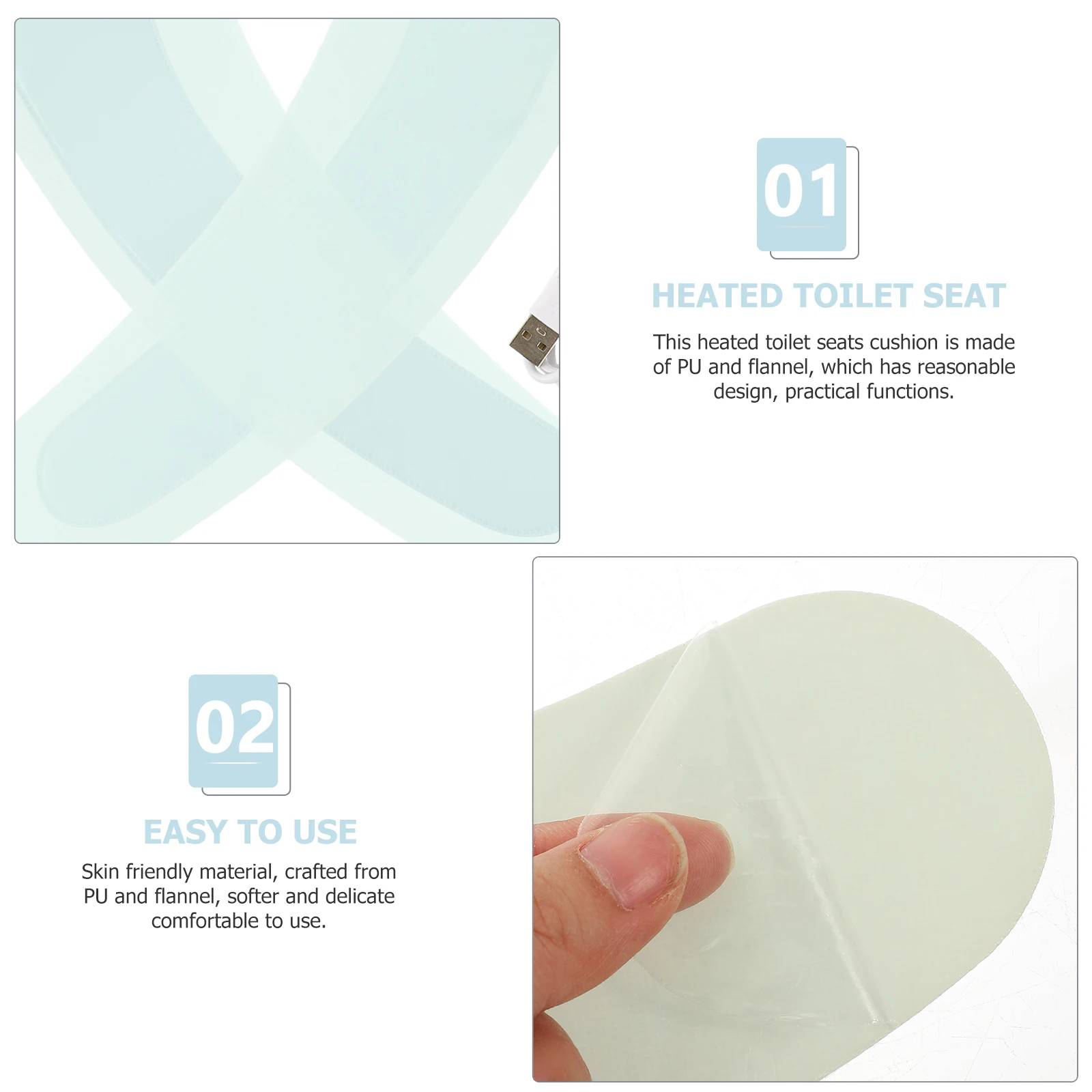 

Heated Toilet Seat Cover Soft Pu Flannel Warm Winter Bathroom Essential 10W Low Power Fast Heating Reusable Washable Heated