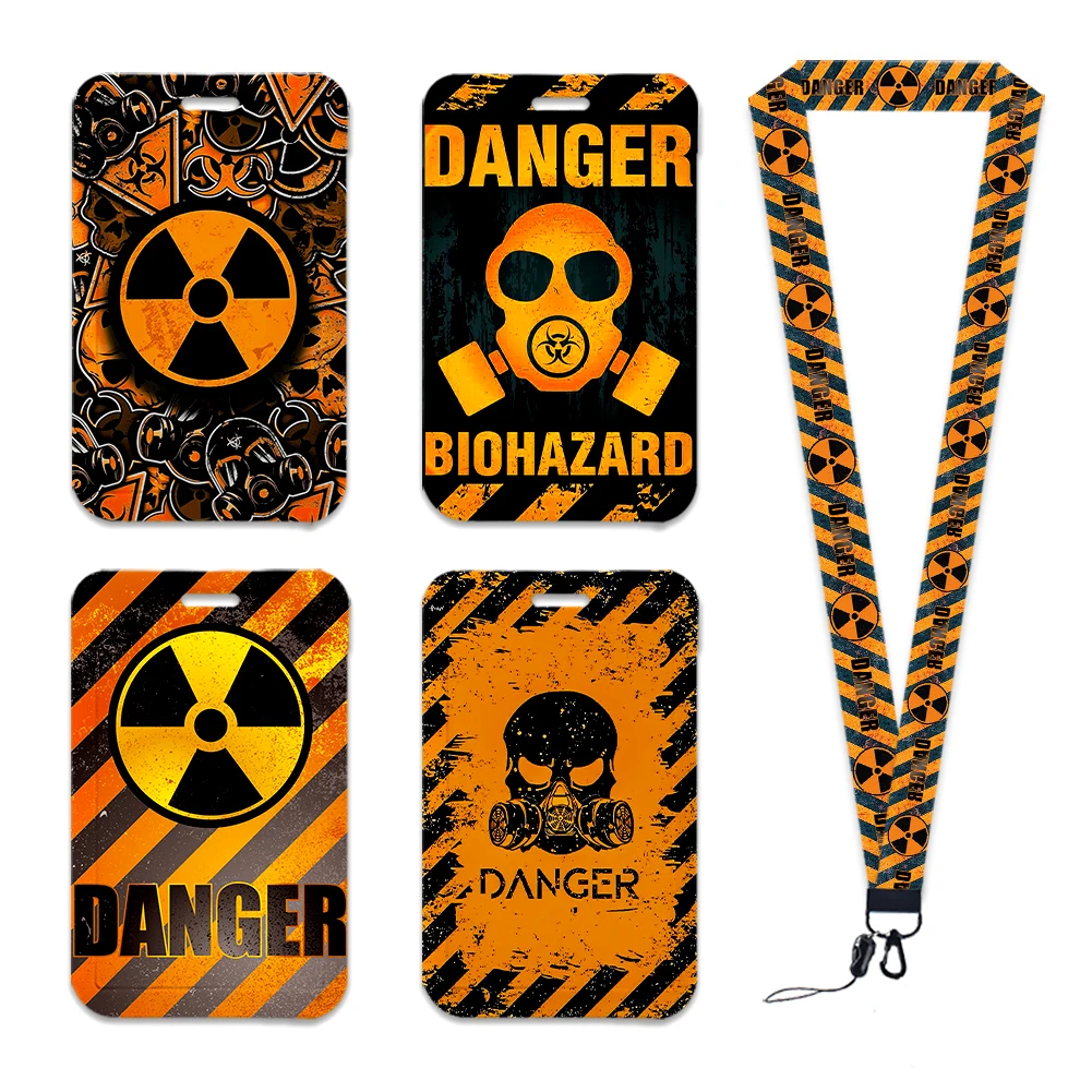 

Warning Signs Designs Lanyards ID Badge Holder Strap Work Card Bus Access Card Holder Keychains Accessories