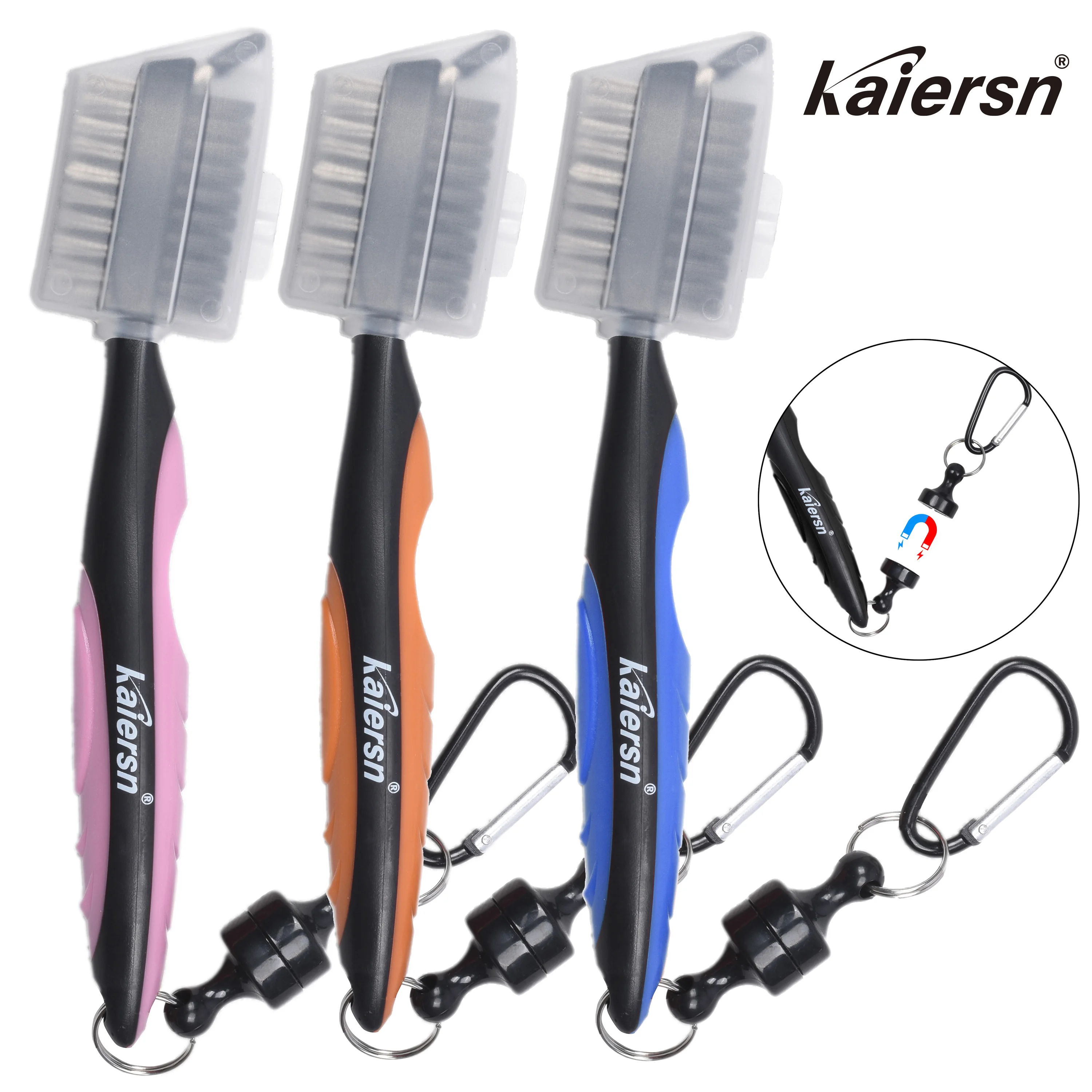 

Kaiersn Golf Club Brush Groove Cleaner Magnetic Connection Aluminum Carabiner Lightweight Stylish Easily Attaches To Golf Bag ﻿