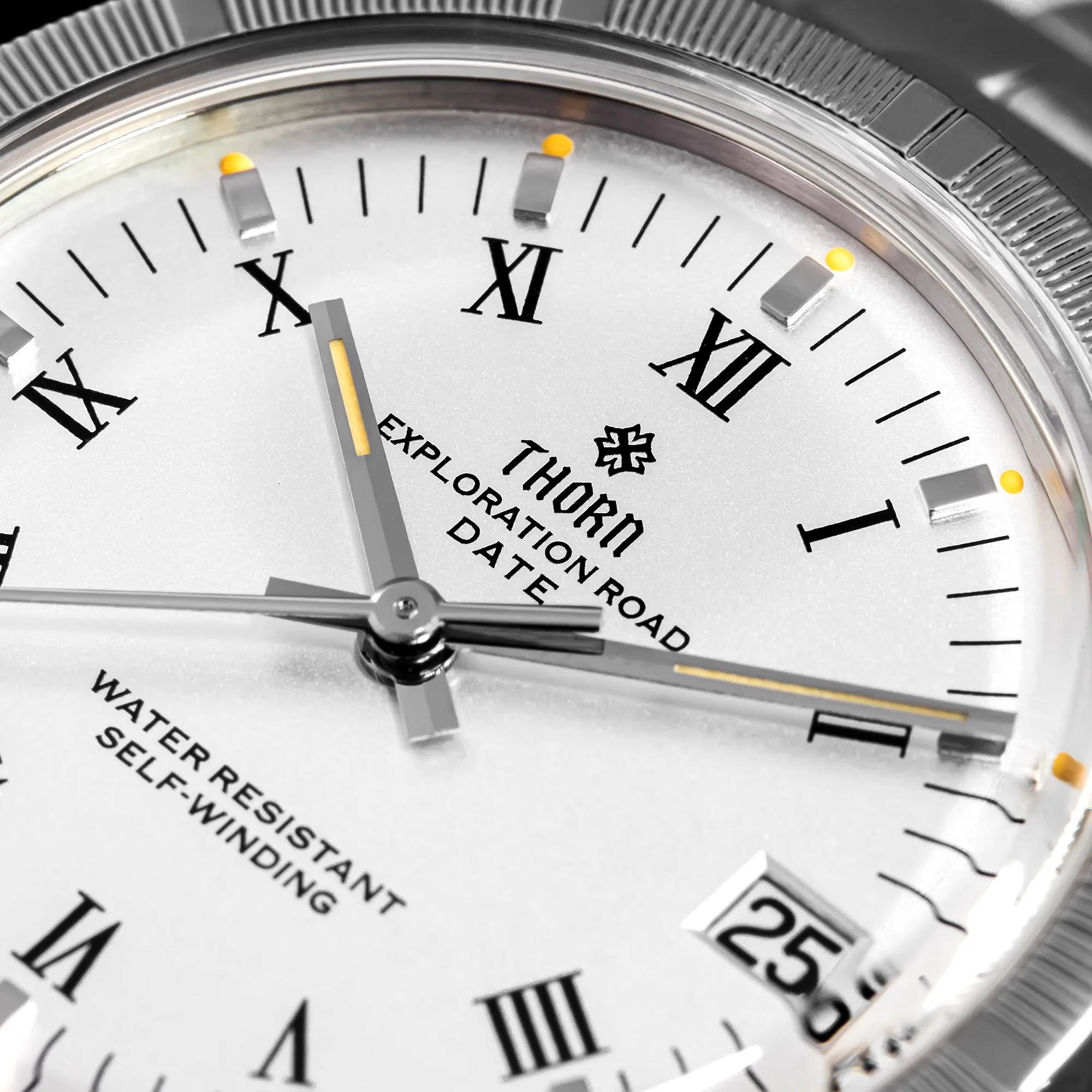 Thorn Men's Vintage Wristwatch 34mm White Dial Sapphire Glass Retro C3 Luminous PT5000 Movement 10Bar Water Resistant