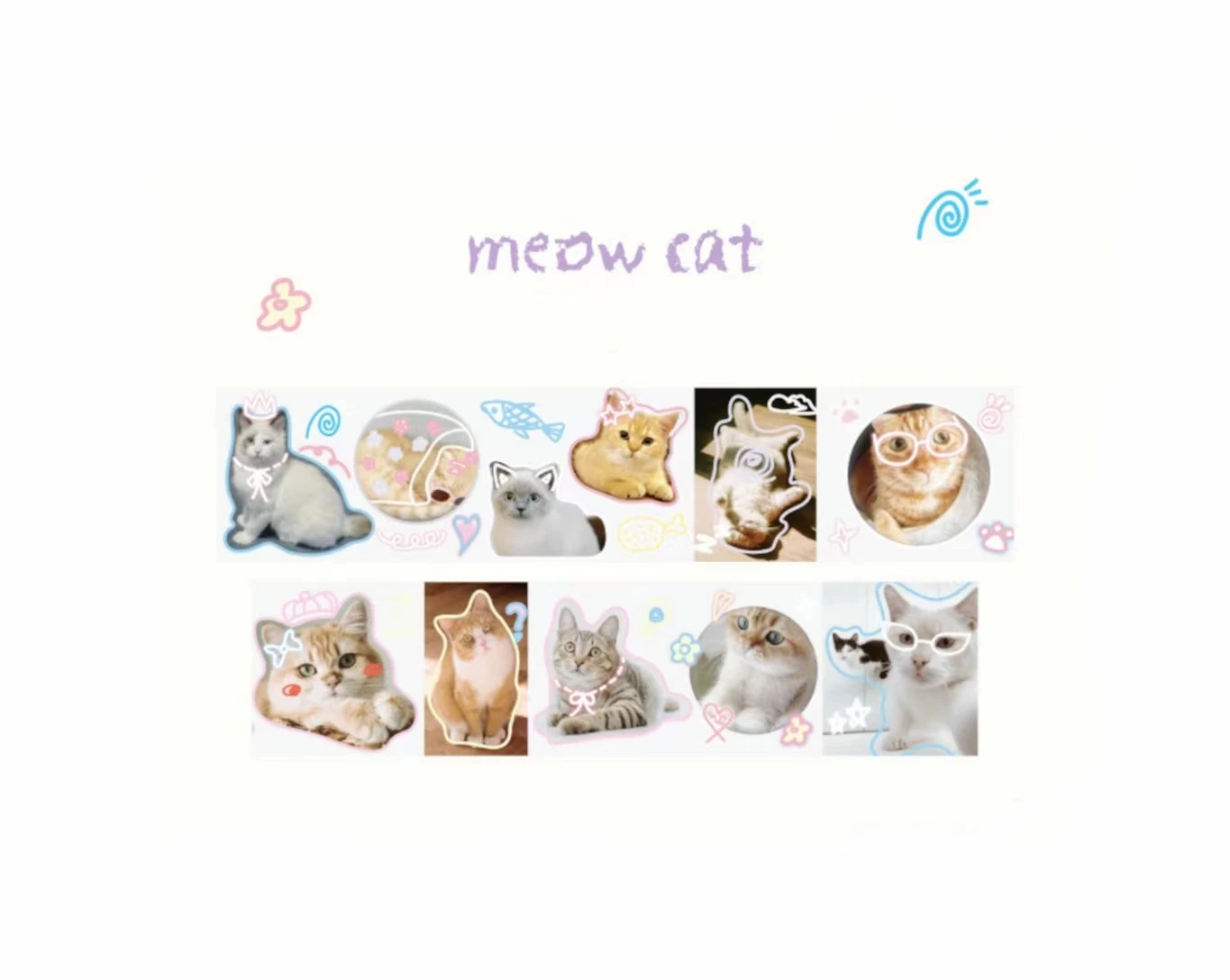 1 Roll/3m*118inch Cute Animal PET Stickers, Waterproof Sticker for Scrapbooking, Bullet Journals, Gift Sealing, DIY Accessories