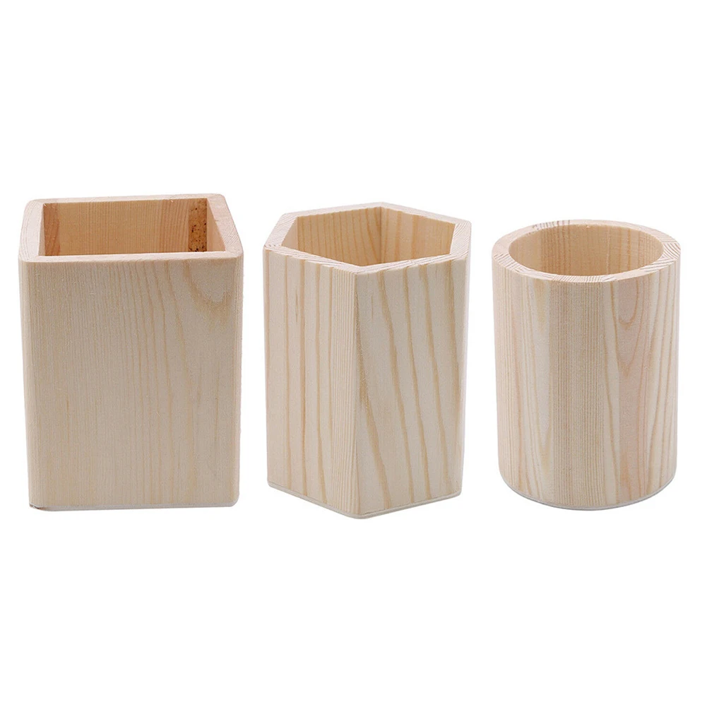 DIY Painting Pencil Desk Organizer Sturdy Suitable Wear Resistance Compact Wooden Convenience Makeup Brush Box