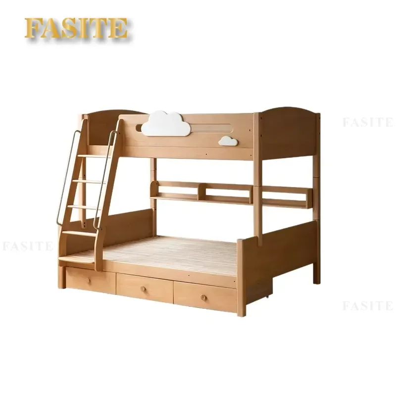 For Solid Wood Bunk Bed Splitable High Low Bed Children Mother Child Combination Furniture Space Saving Durable Bedroom